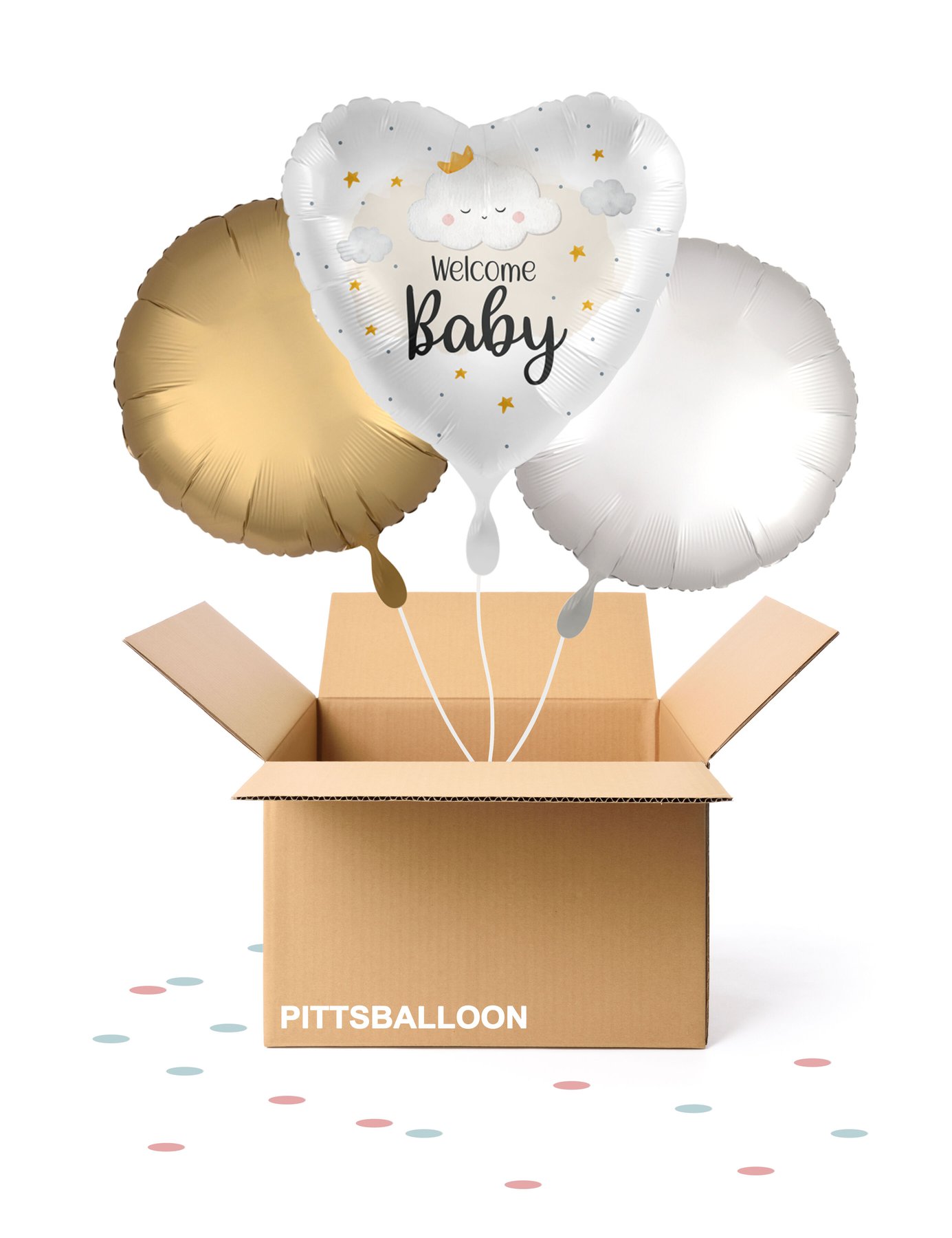 Ballonstrauss Welcome Baby Wolke