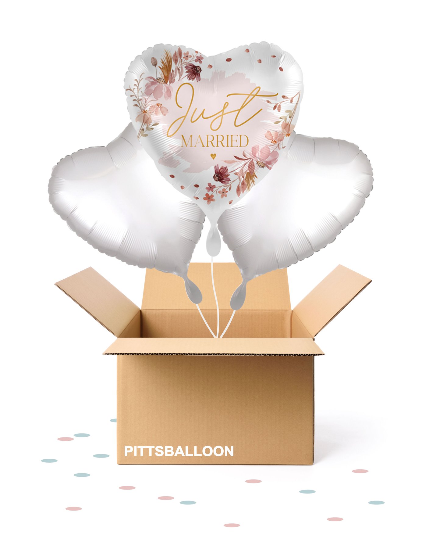 Ballonstrauss Just Married floral rouge
