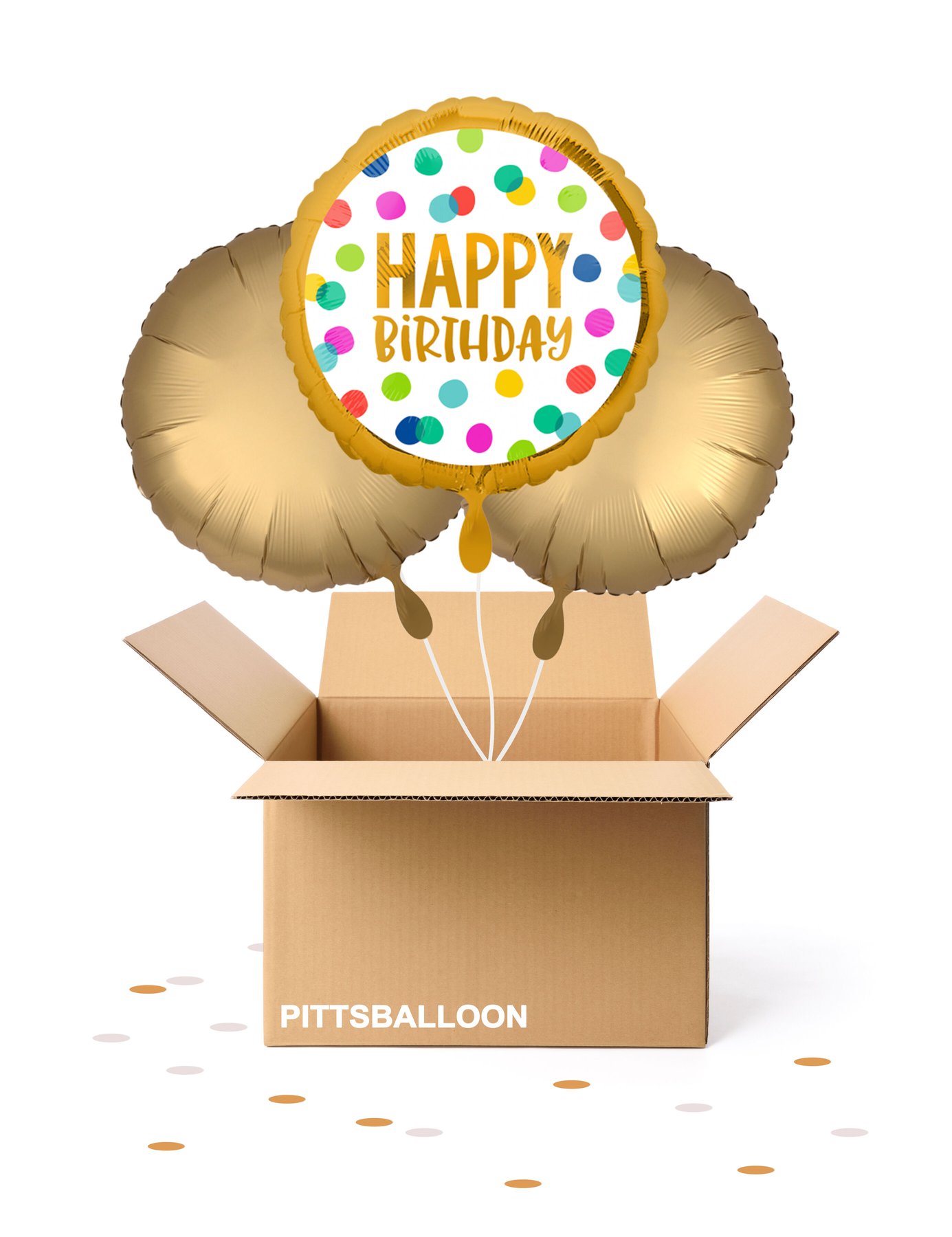Ballonstrauss Happy Birthday Golden Round