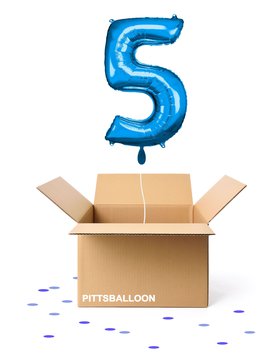 Ballonzahl 5 blau