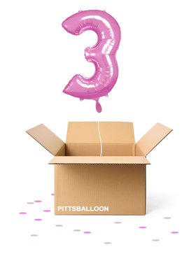 Ballonzahl 3 rosa