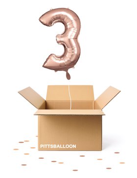 Ballonzahl 3 rosegold