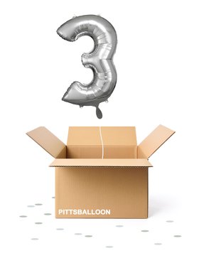 Ballonzahl 3 silber