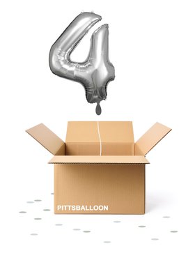 Ballonzahl 4 silber
